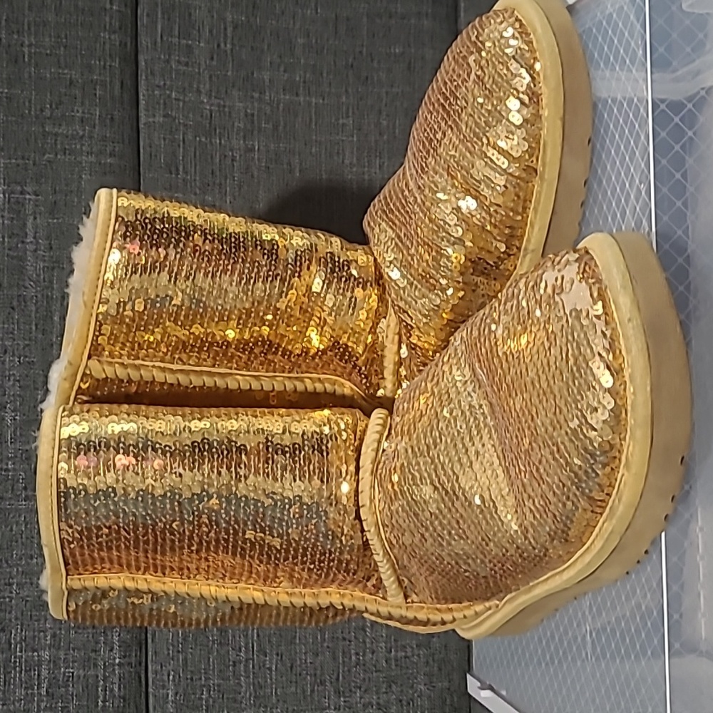 Gold Sequin Ugg Boots Size 7